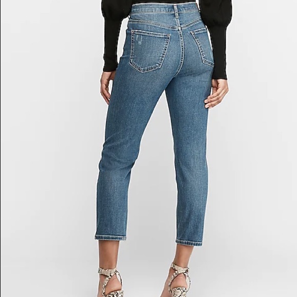 NWT Express Super High Rise Original Ripped Mom Jeans - Picture 2 of 2